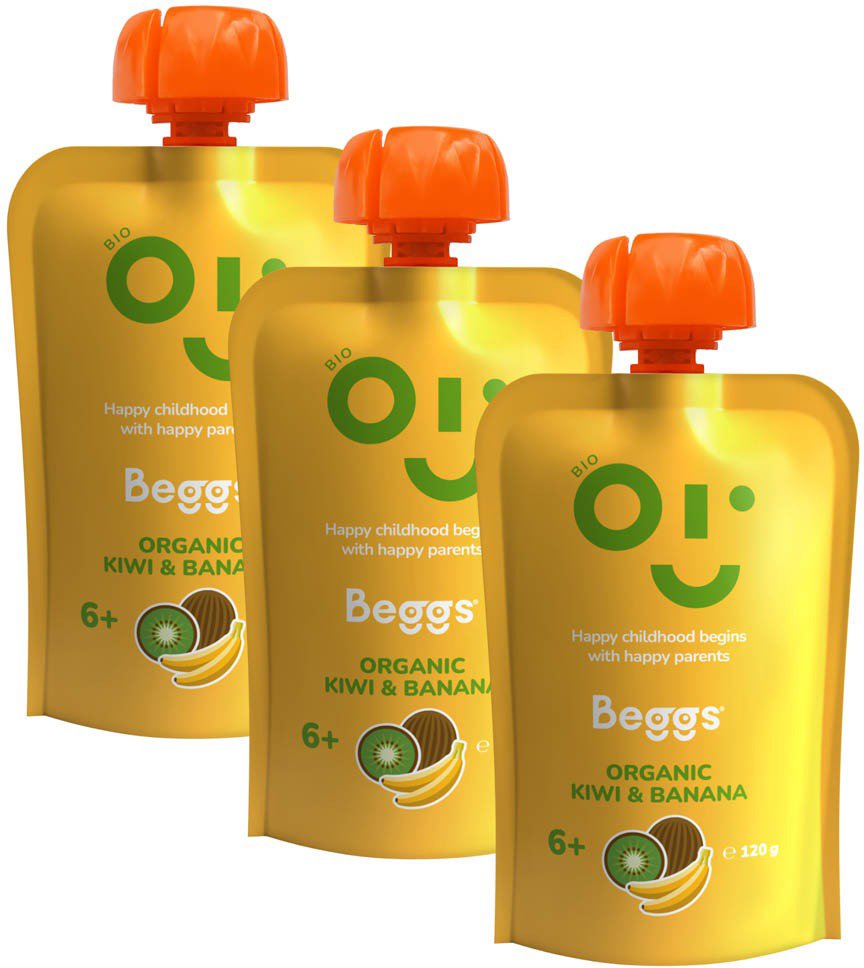 Beggs BIO Kivi a banán 3× 120 g