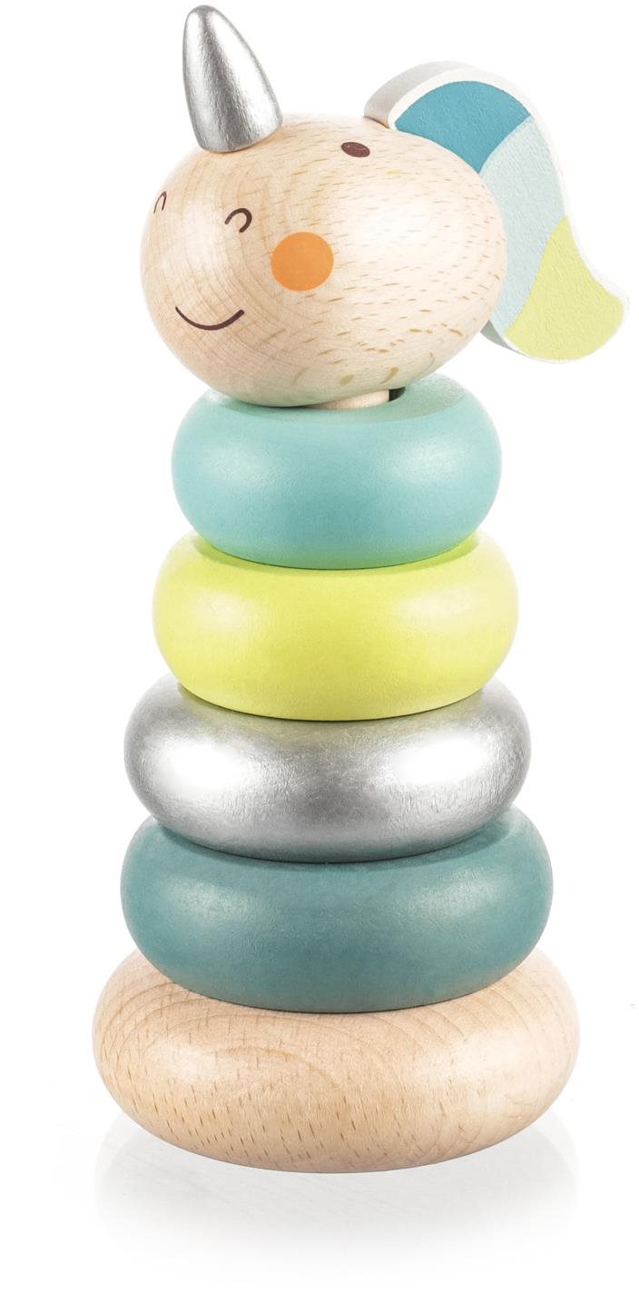 ZOPA Drevené nasadzovacie krúžky jednorožec blue