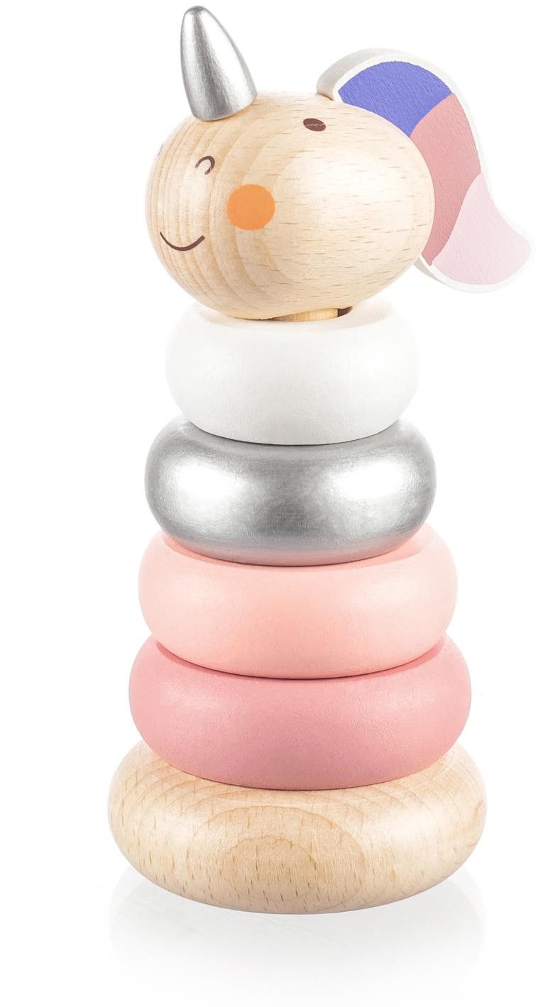 ZOPA Drevené nasadzovacie krúžky jednorožec pink