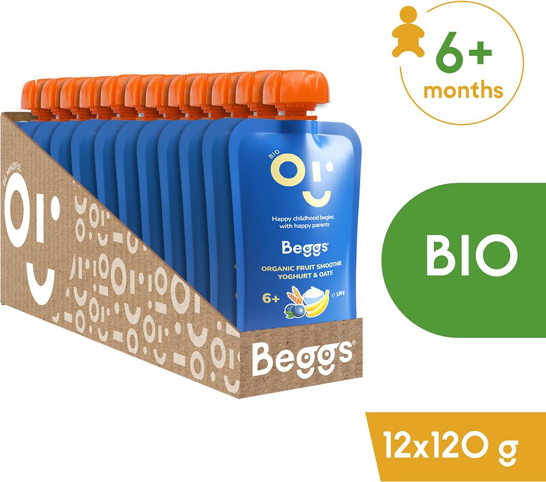 Beggs BIO Smoothie s ovocím, jogurtom a ovsenými vločkami 12× 120 g