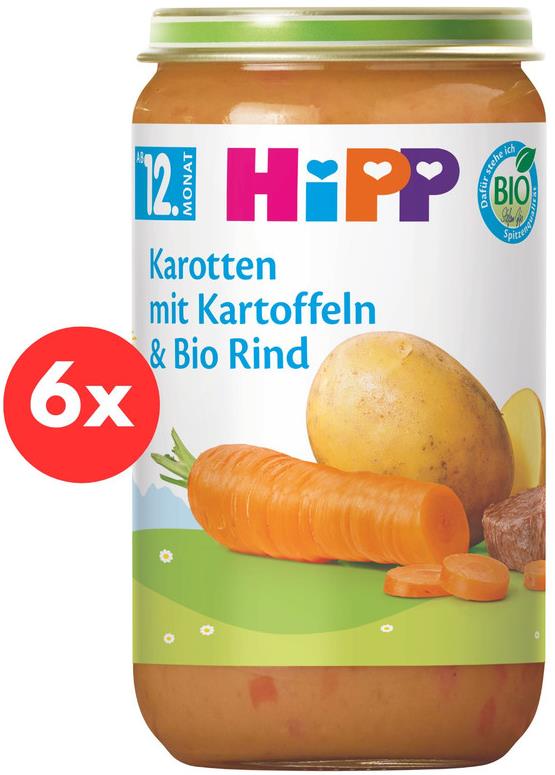 HiPP BIO Zeleninová zmes s hovädzím mäsom 6× 250 g