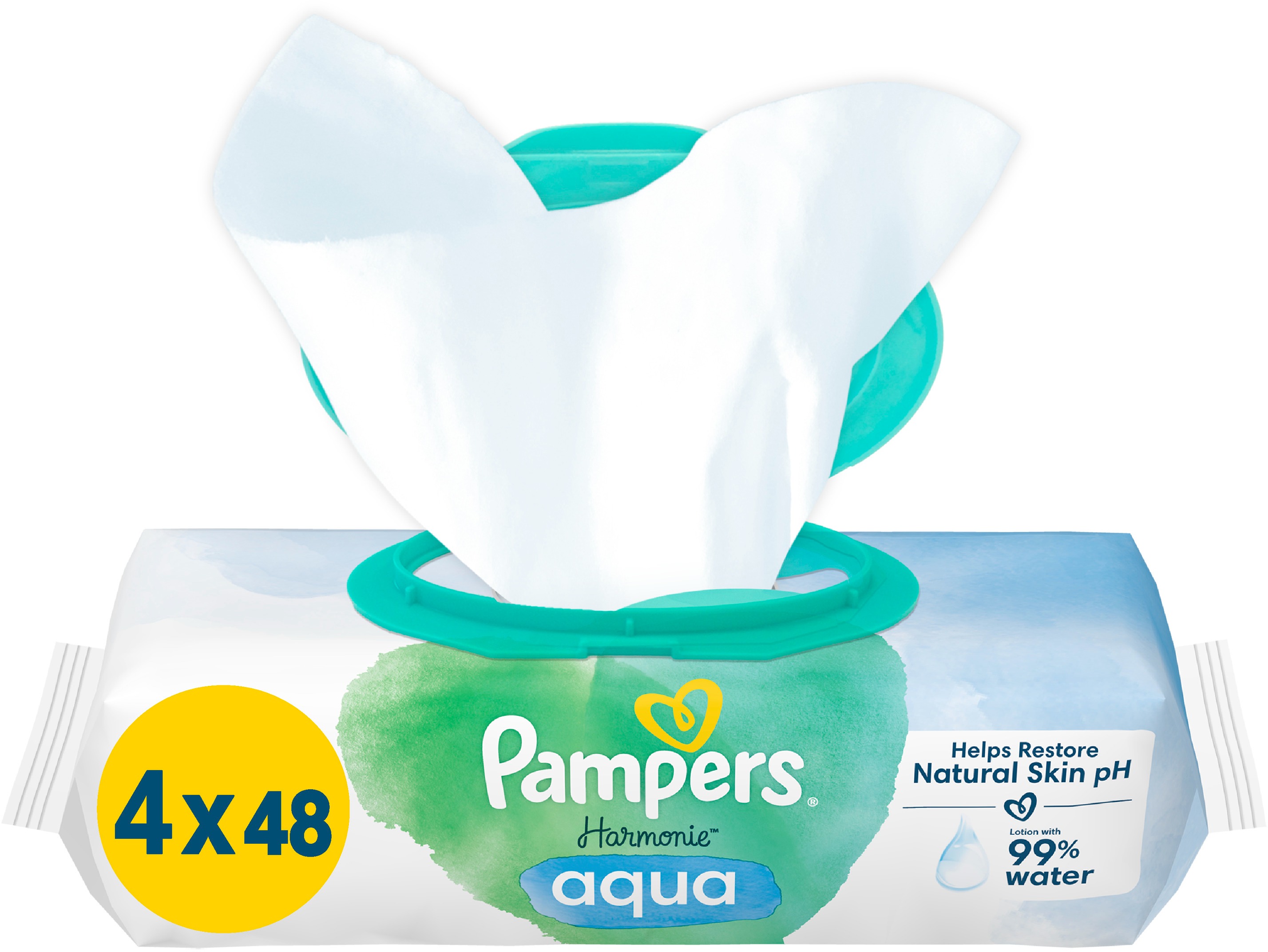 PAMPERS Harmonie Aqua vlhčené obrúsky Plastic Free 4× 48 ks
