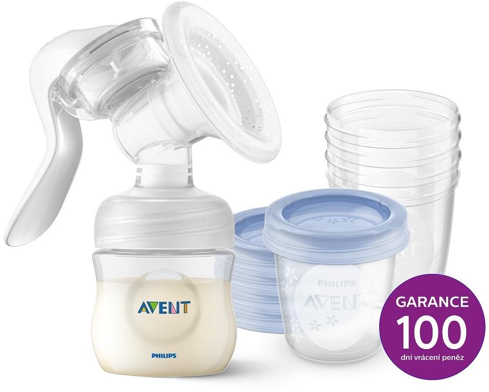 Philips AVENT odsávačka materského mlieka manuálna + VIA 180 ml 5 ks