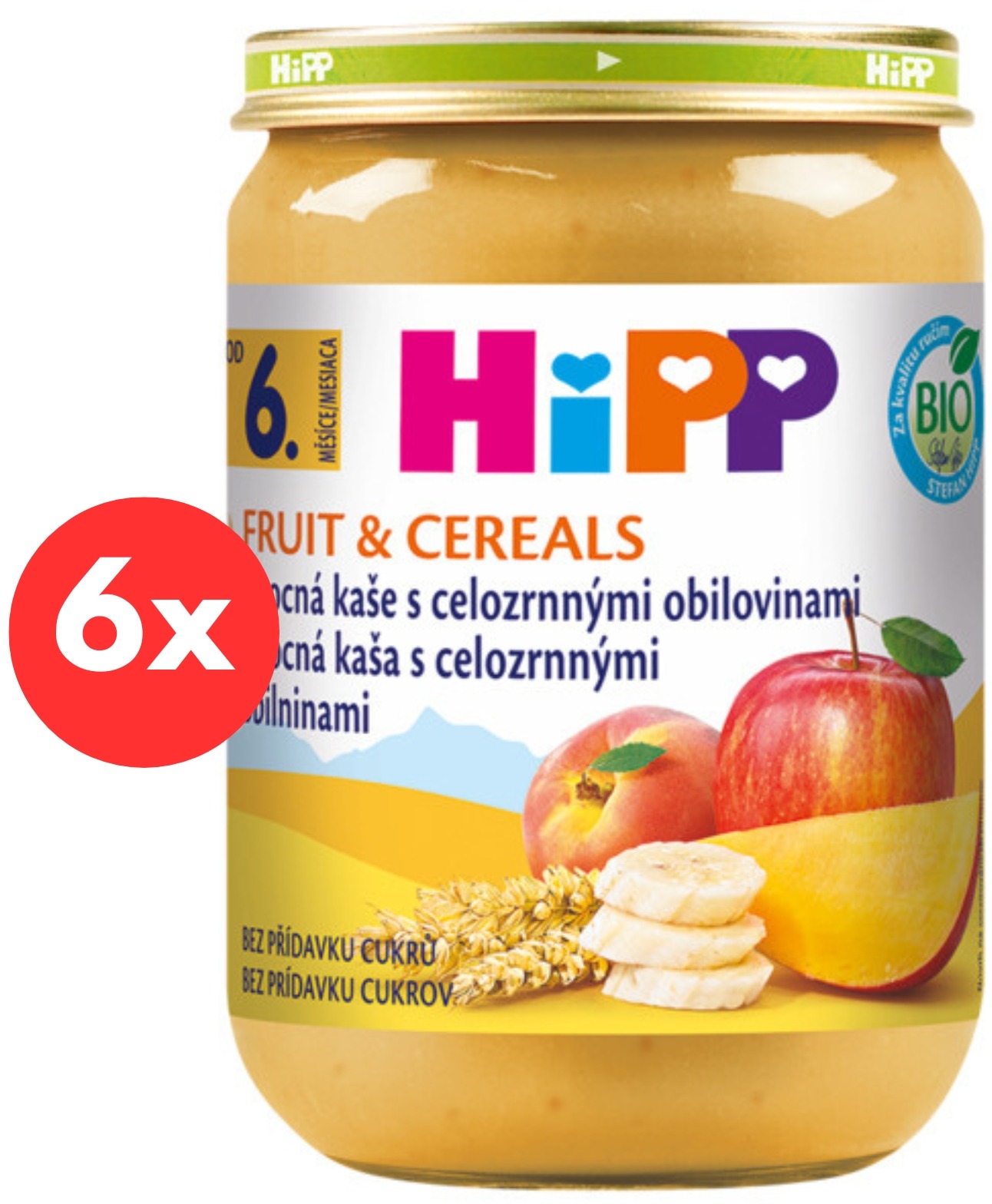 HiPP BIO Ovocná kaša s celozrnnými obilninami – 6× 190 g