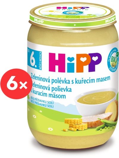 HiPP BIO Zeleninová polievka s kuracím mäsom – 6× 190 g