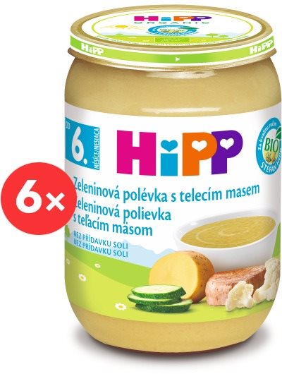 HiPP BIO Zeleninová polievka s teľacím mäsom – 6× 190 g