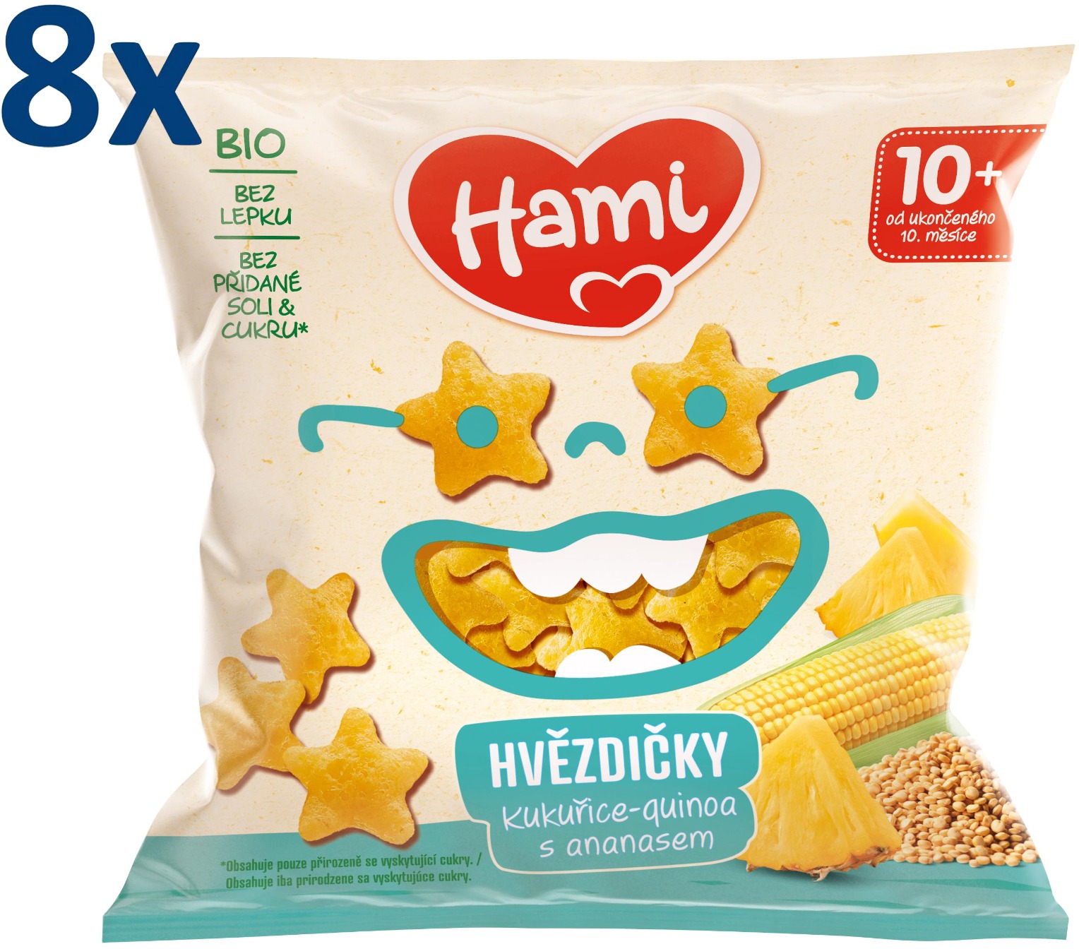 Hami Bio quinoa chrumky s ananásom 8× 20 g, 12+