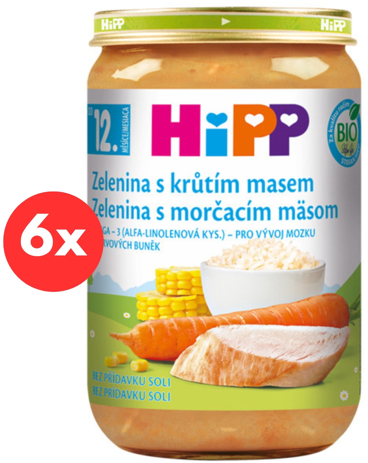 HiPP BIO Zelenina s morčacím mäsom – 6× 220 g