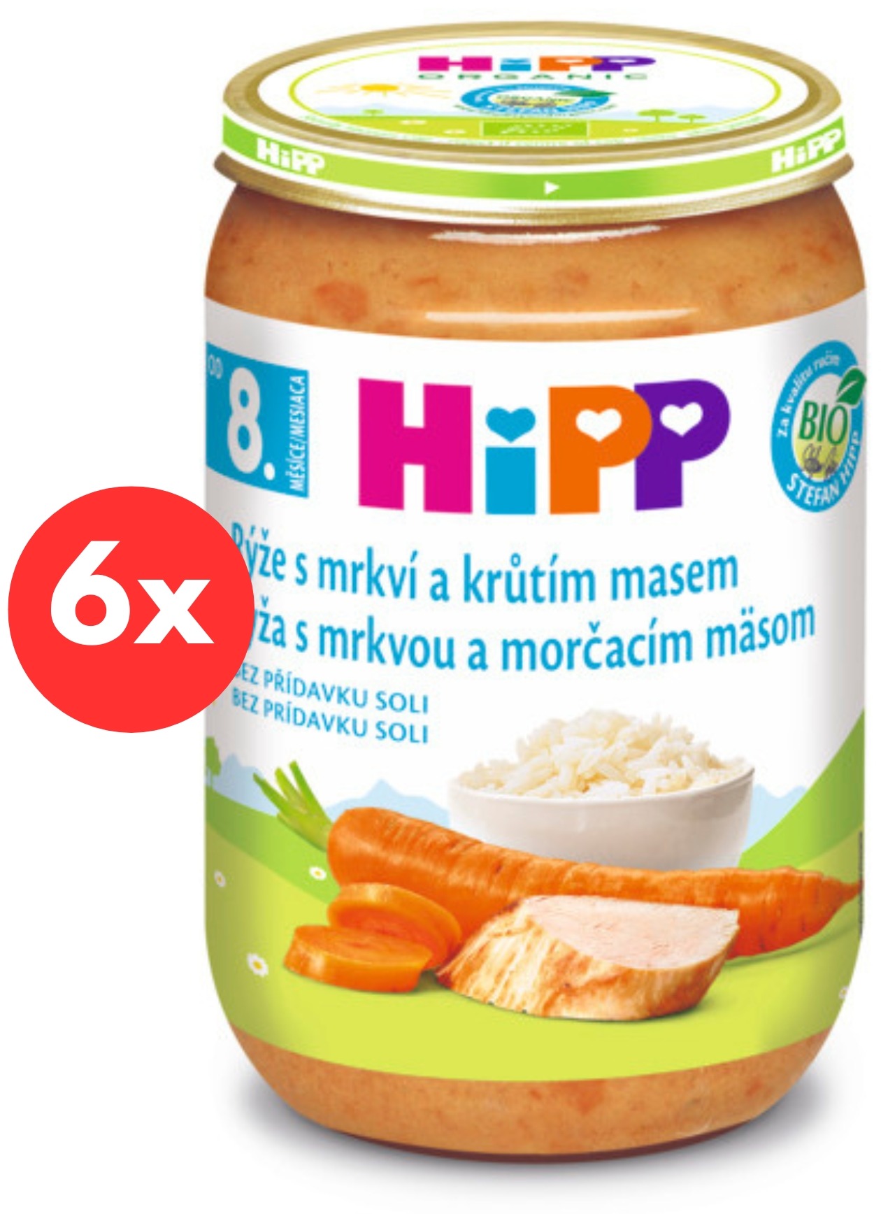HiPP BIO Ryža s karotkou a morčacím mäsom – 6× 220 g