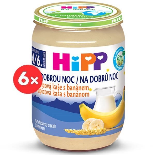 HiPP BIO Kaša na dobrú noc krupicová s banánom - 6× 190 g
