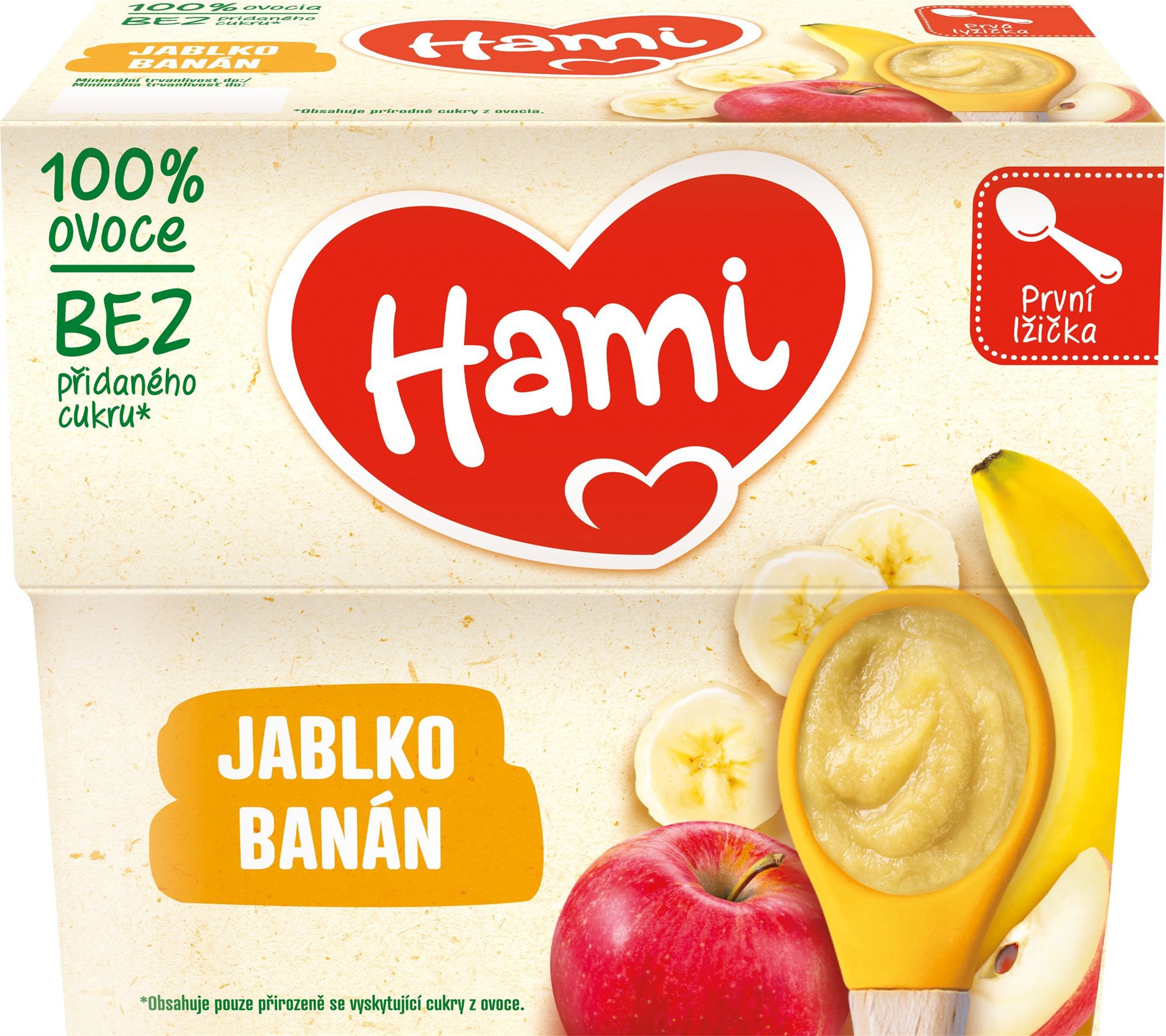 Hami ovocný príkrm 100 % Jablko a banán prvá lyžička 4× 100 g
