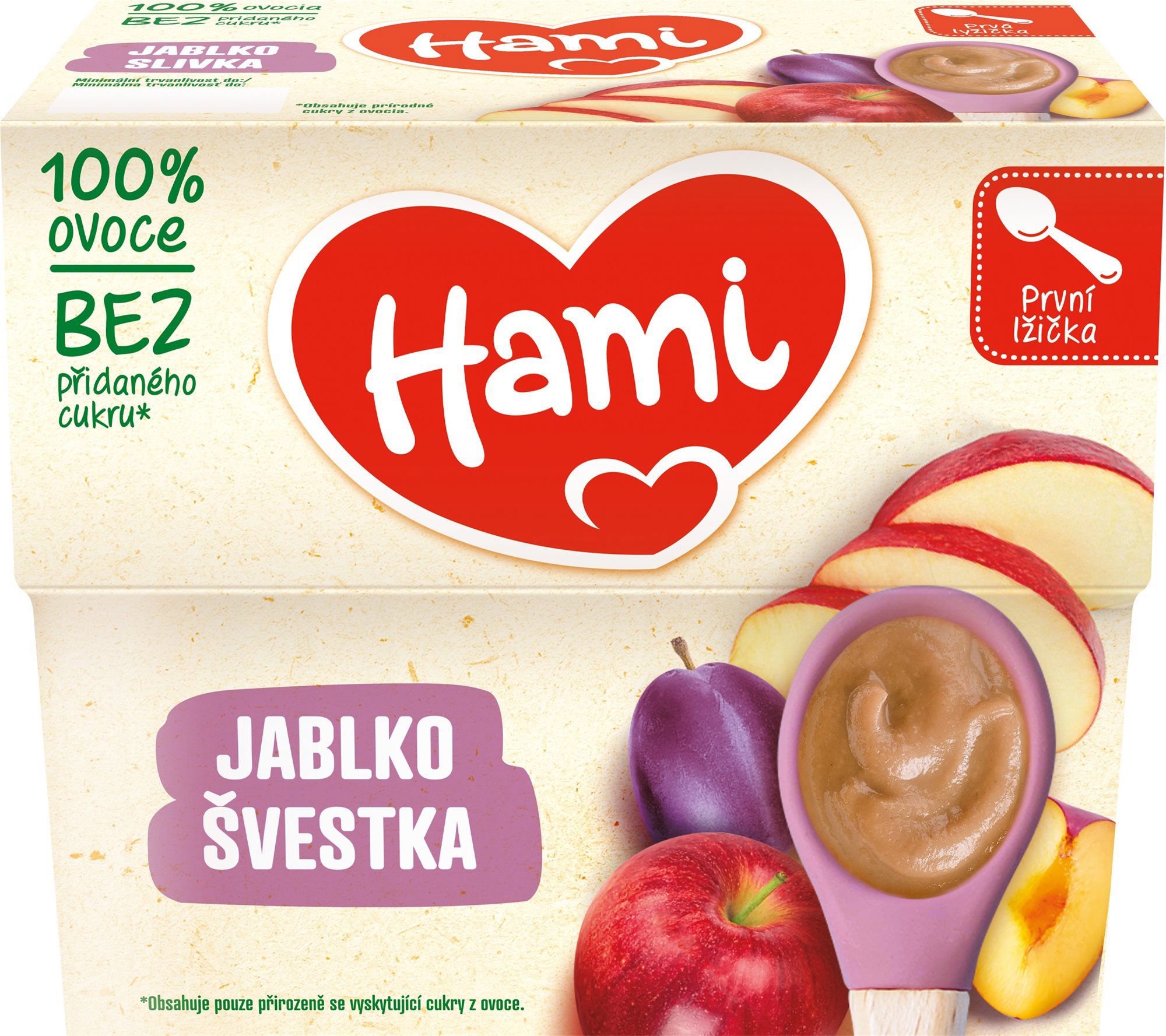 Hami ovocný príkrm 100 % Slivka a jablko prvá lyžička 4× 100 g
