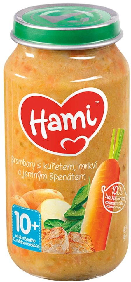 Hami príkrm zemiaky s kurčaťom, mrkvou a jemným špenátom 250 g