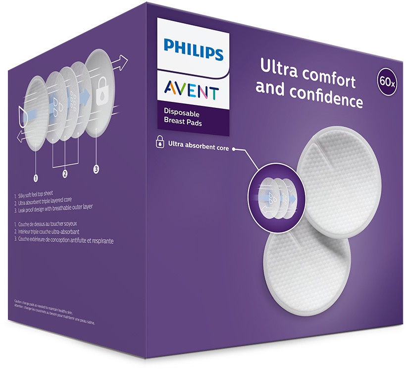 Philips AVENT SCF254/61 Prsné vložky jednorazové, 60 ks