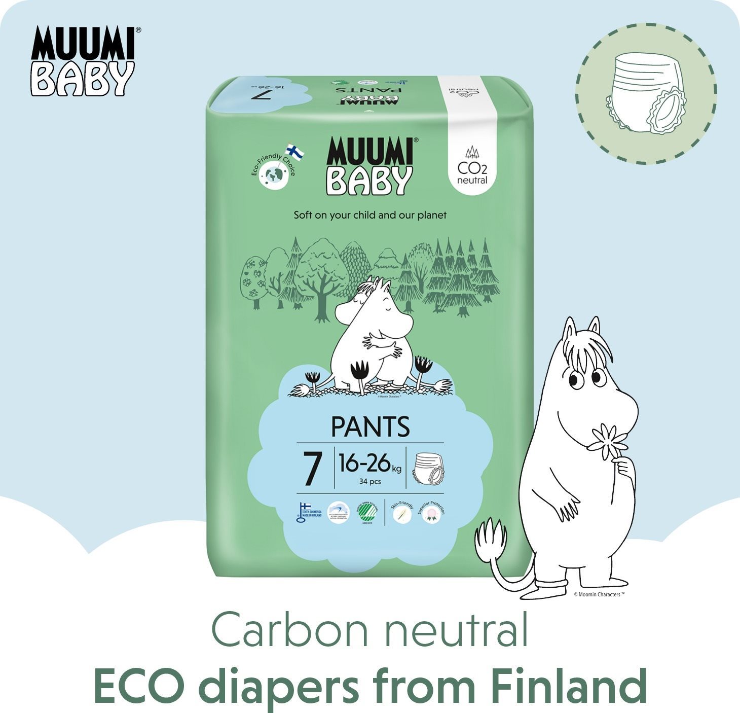 Muumi Baby Pants XL veľ. 7 (34 ks)
