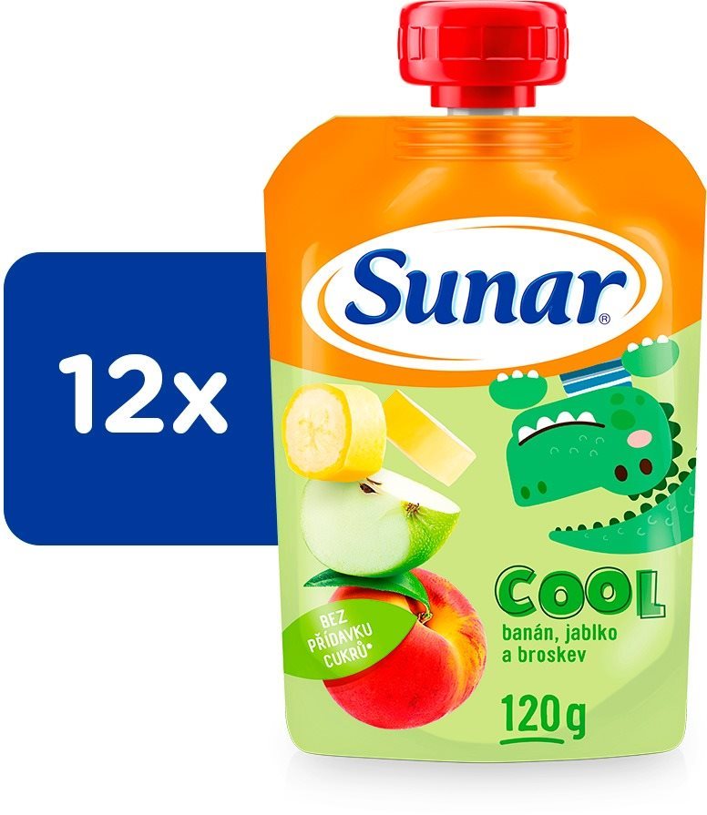Sunar Cool ovocná kapsička broskyňa, banán, jablko 12× 120 g