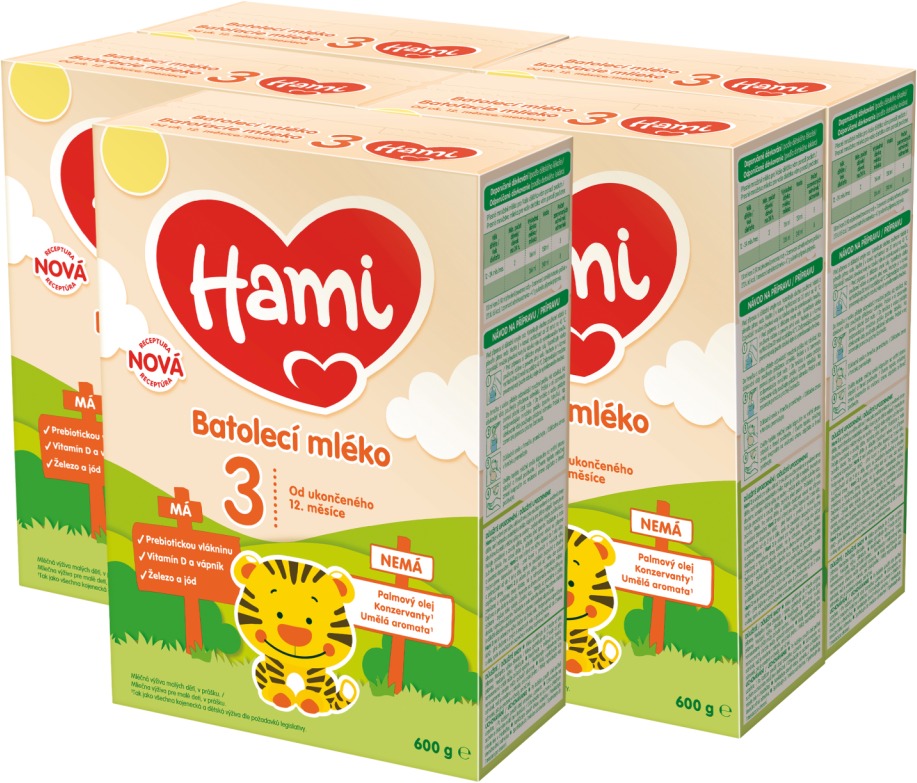 Hami 3 batoľacie mlieko 12m+ 5× 600 g