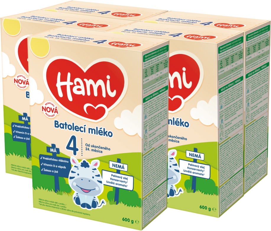 Hami 4 Batoľacie dojčenské mlieko 24m+ (5× 600 g)