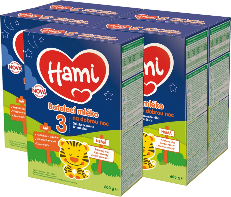 Hami 12+ batoľacie mlieko na dobrú noc 5× 600 g