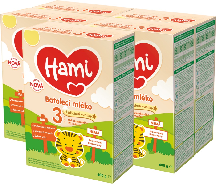 Hami 12+ batoľacie mlieko s vanilkovou príchuťou 5× 600 g
