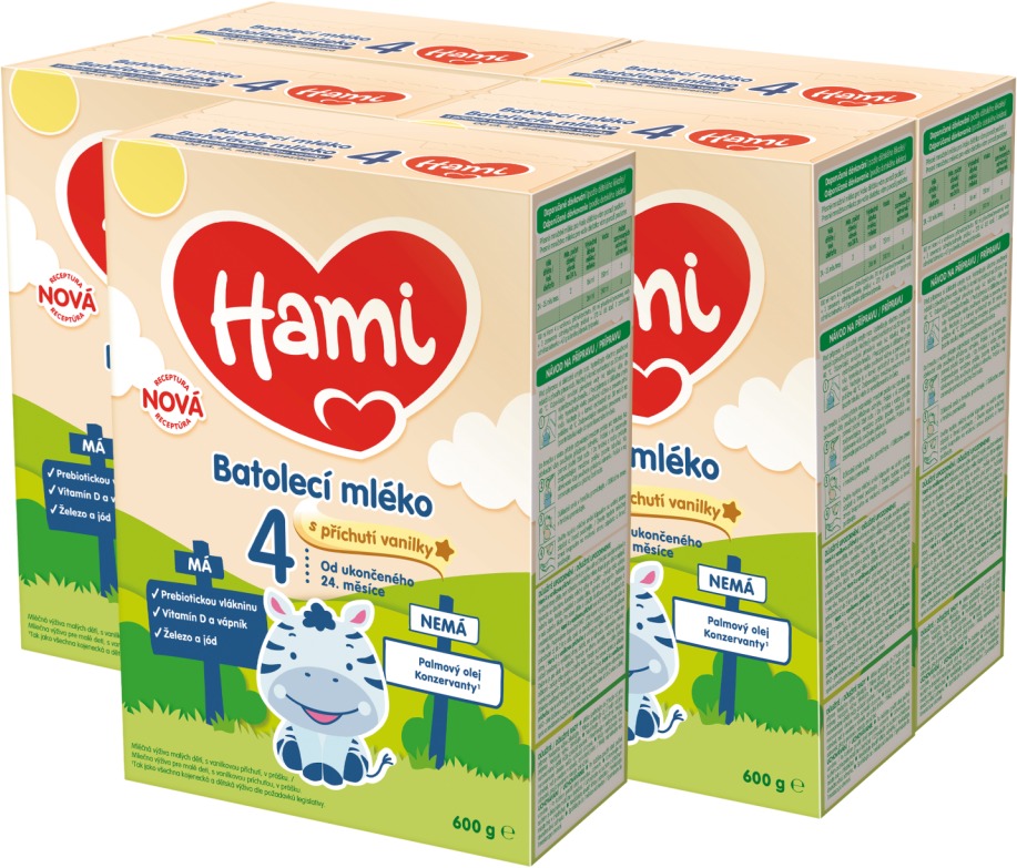 Hami 24+ batoľacie mliéko s vanilkovou príchuťou 5× 600 g