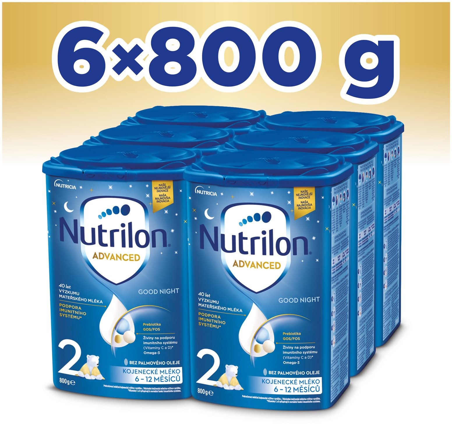 Nutrilon 2 Advanced Good Night pokračovacie dojčenské mlieko 6× 800 g