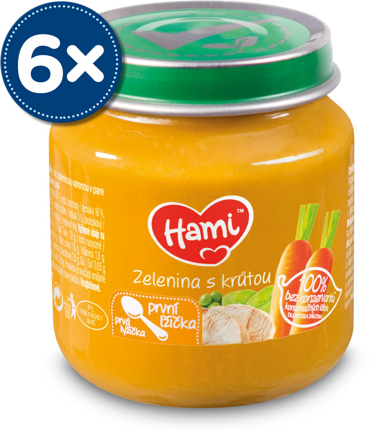 Hami Prvá lyžička zelenina s morkou 6× 125 g