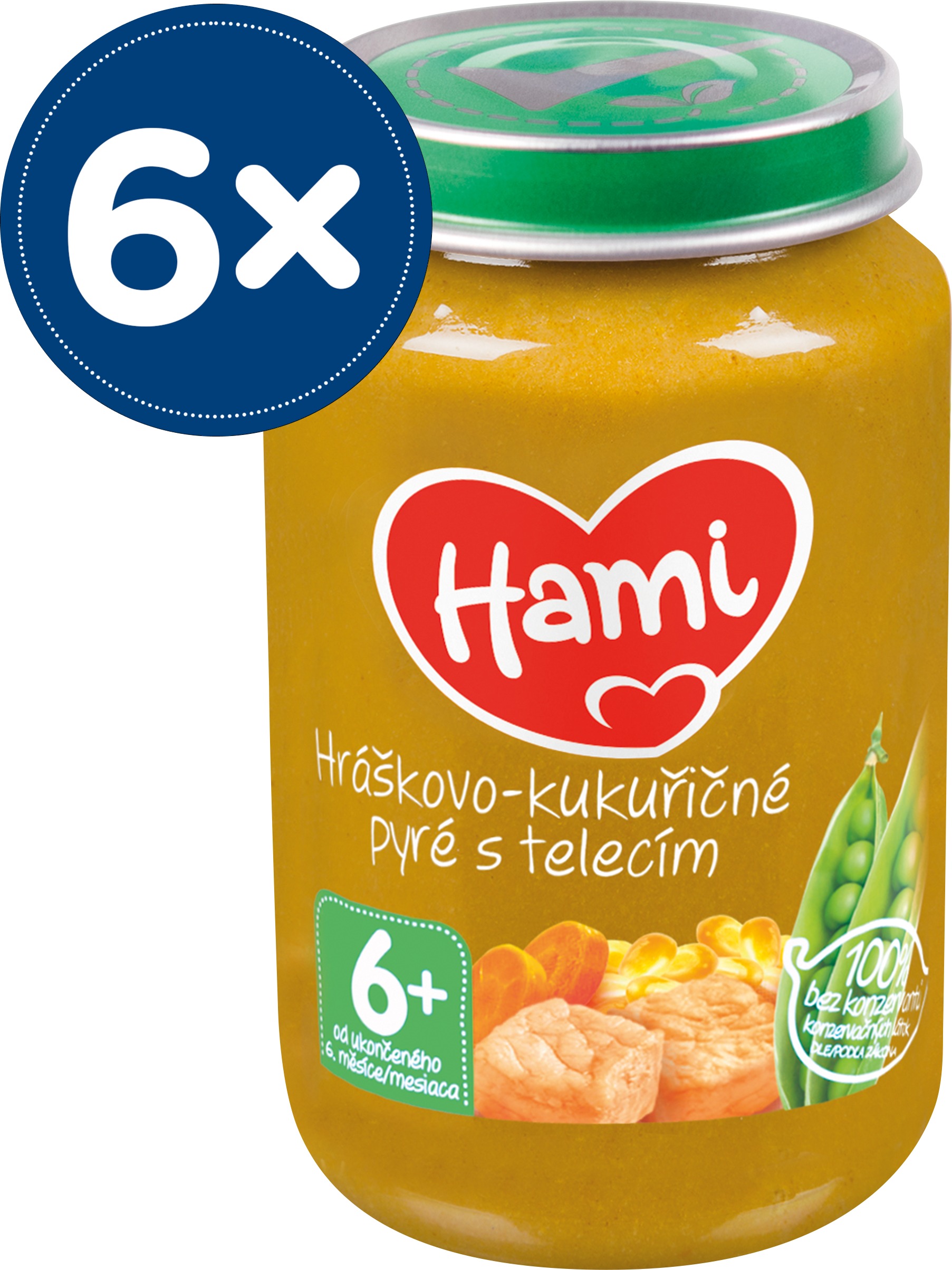 Hami hráškovo-kukuričné pyré s teľacím 6× 200 g