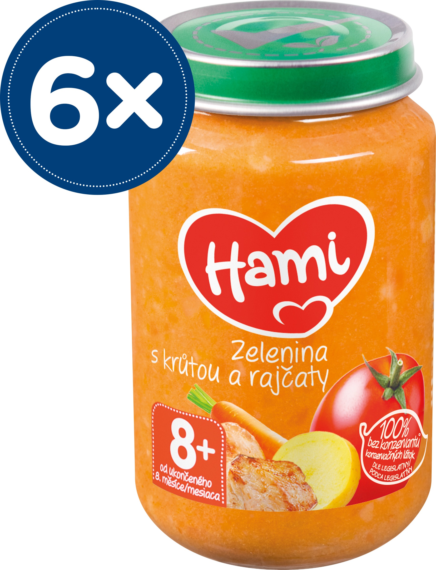 Hami Zelenina s morkou a paradajkami, 6× 200 g
