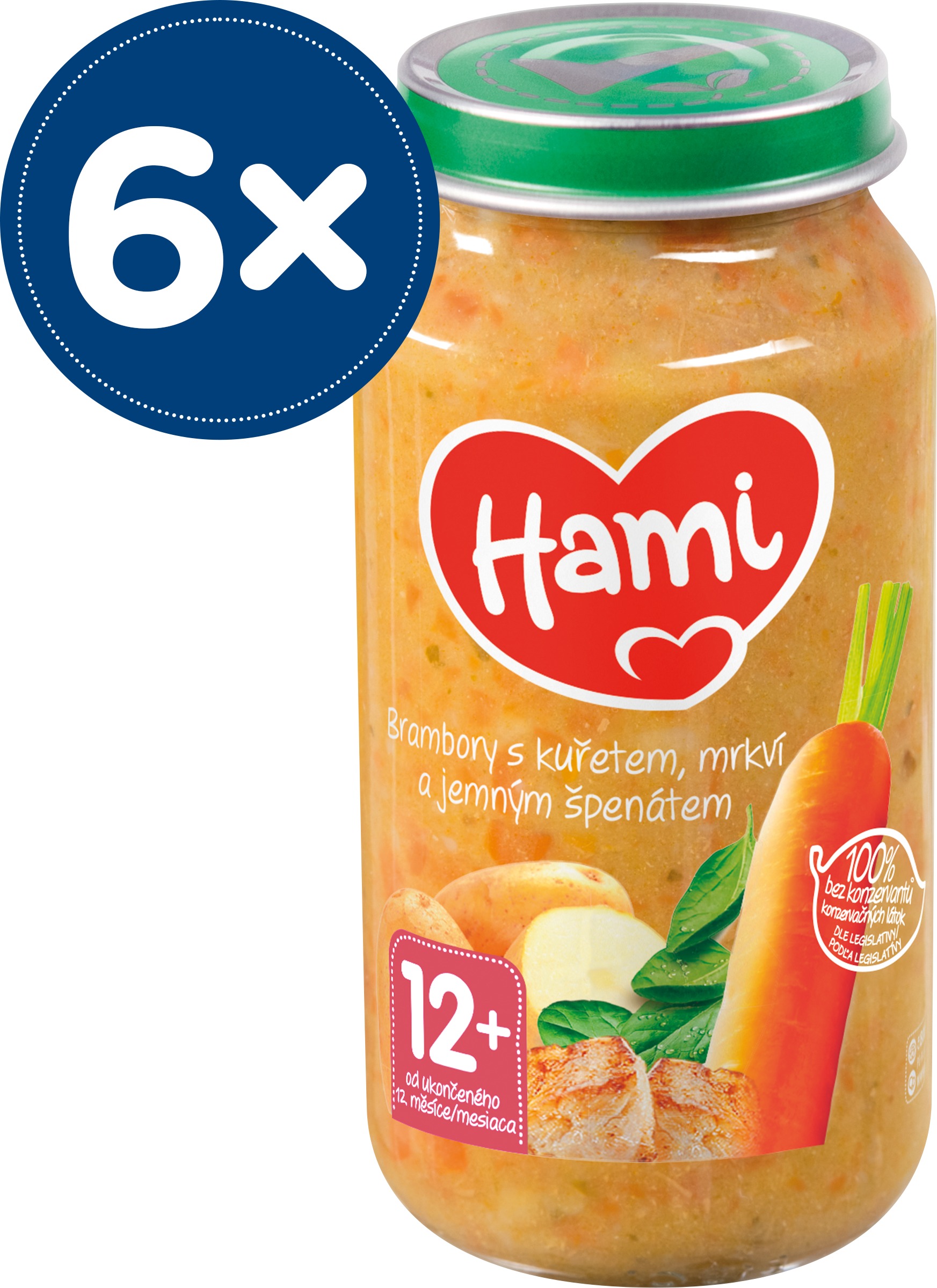 Hami Zemiaky s kuraťom, mrkvou a jemným špenátom 6× 250 g