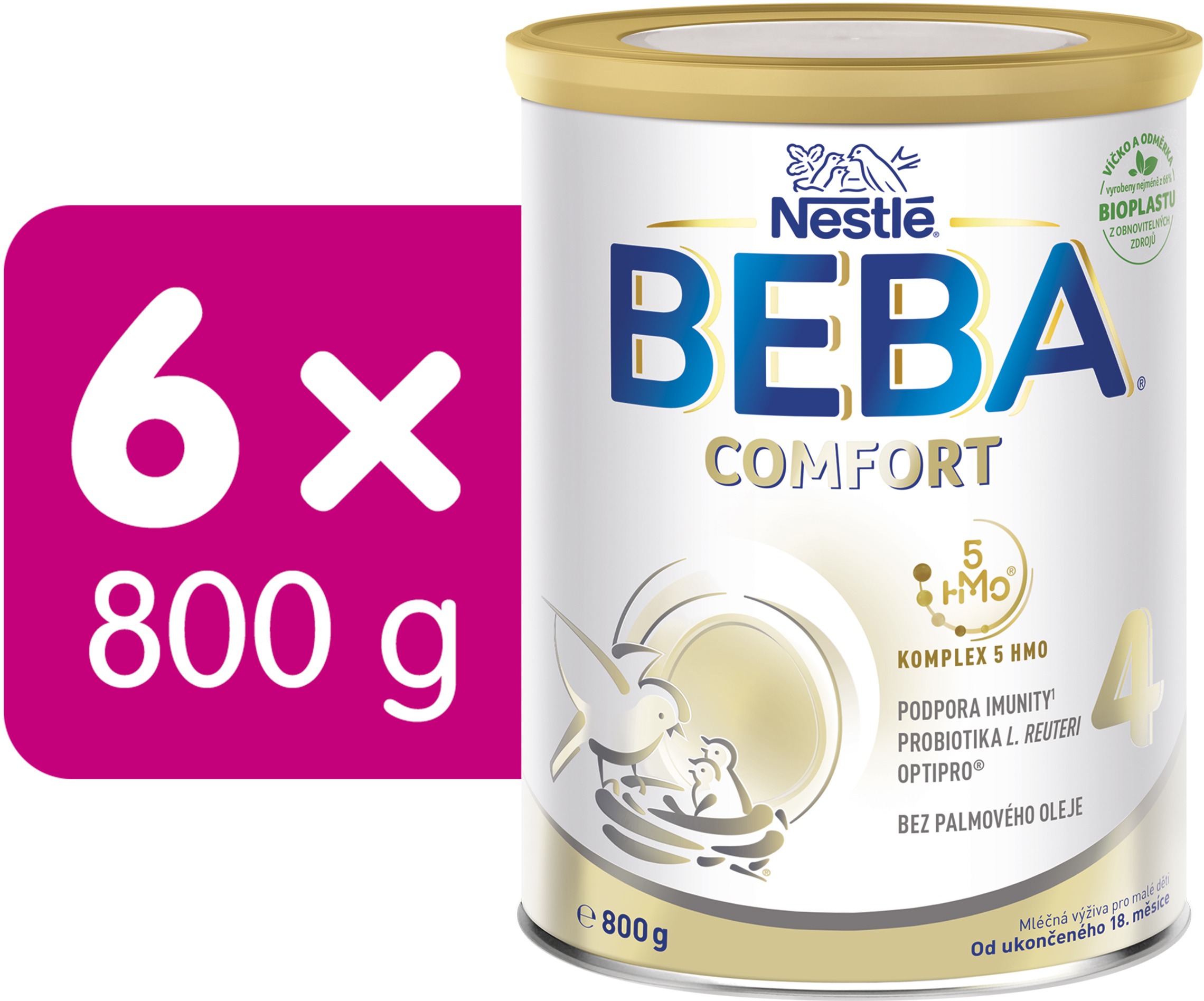 BEBA COMFORT 4, 5 HMO, mlieko pre malé deti, (6× 800 g)