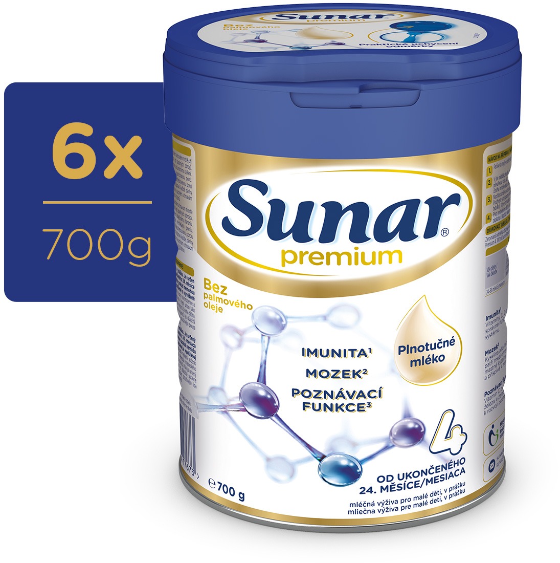Sunar Premium 4 batoľacie mlieko, 6× 700 g