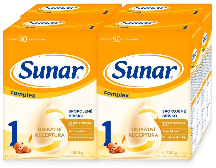 Sunar Complex 1 počiatočné dojčenské mlieko, 4× 600 g