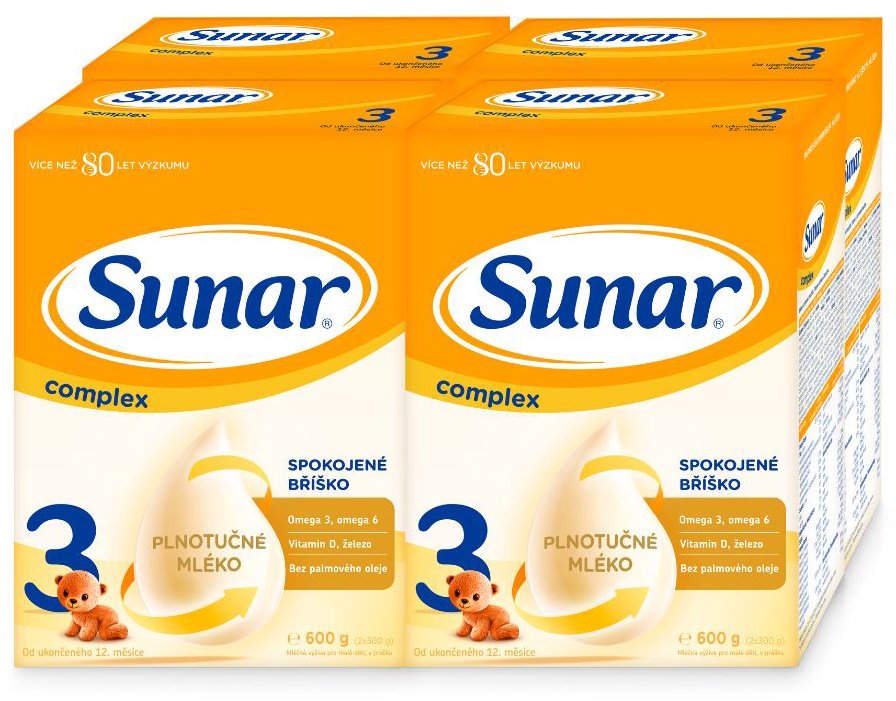 Sunar Complex 3 batoľacie mlieko, 4× 600 g