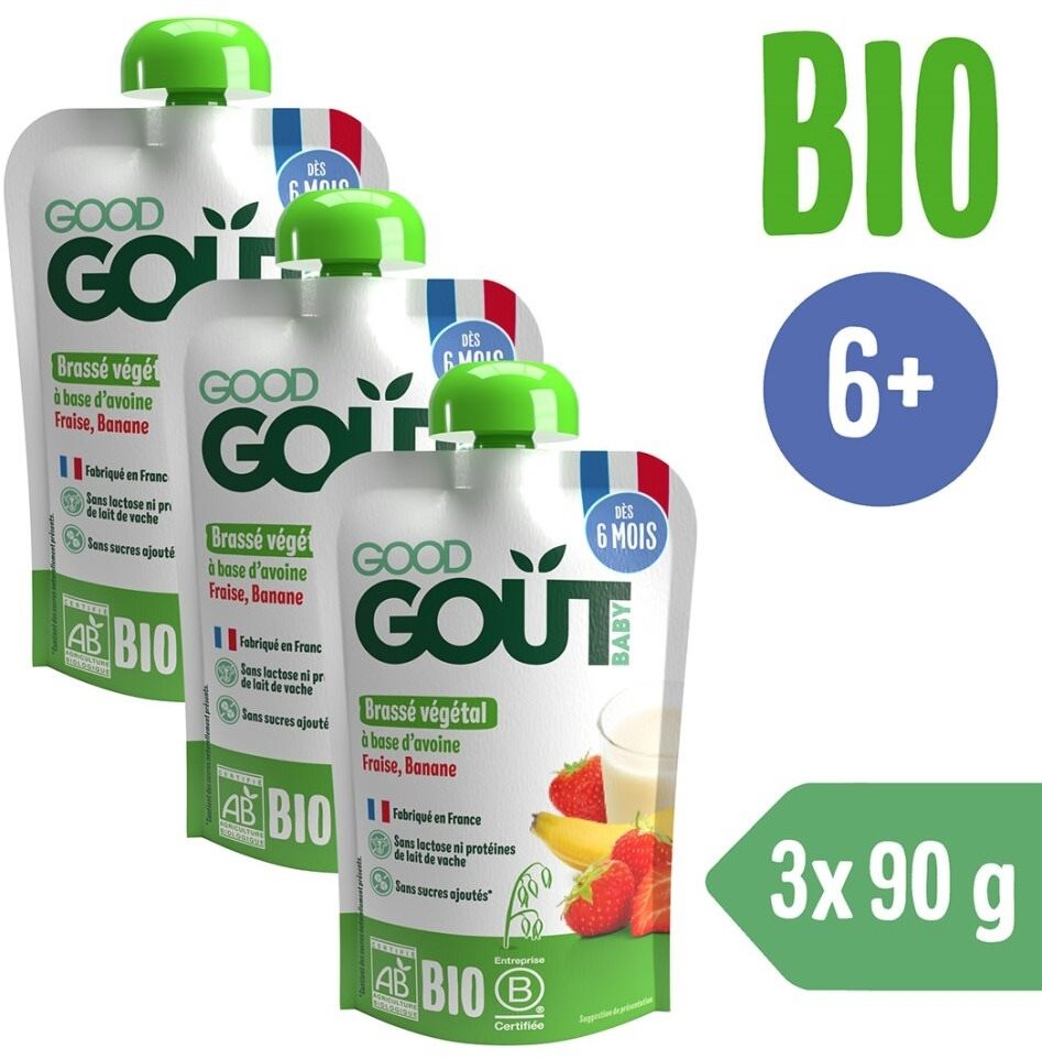 Good Gout BIO Ovsený dezert s jahodou a banánom 3× 90 g
