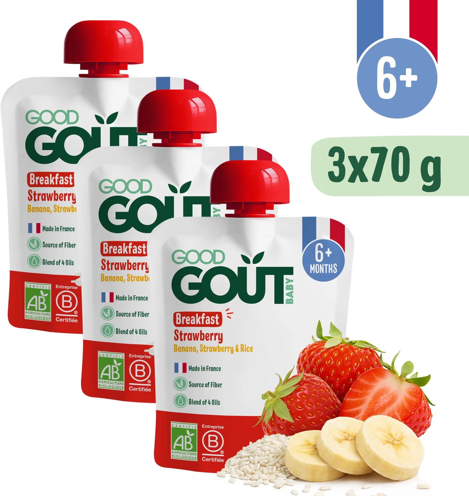 Good Gout BIO Jahodové raňajky 3× 70 g
