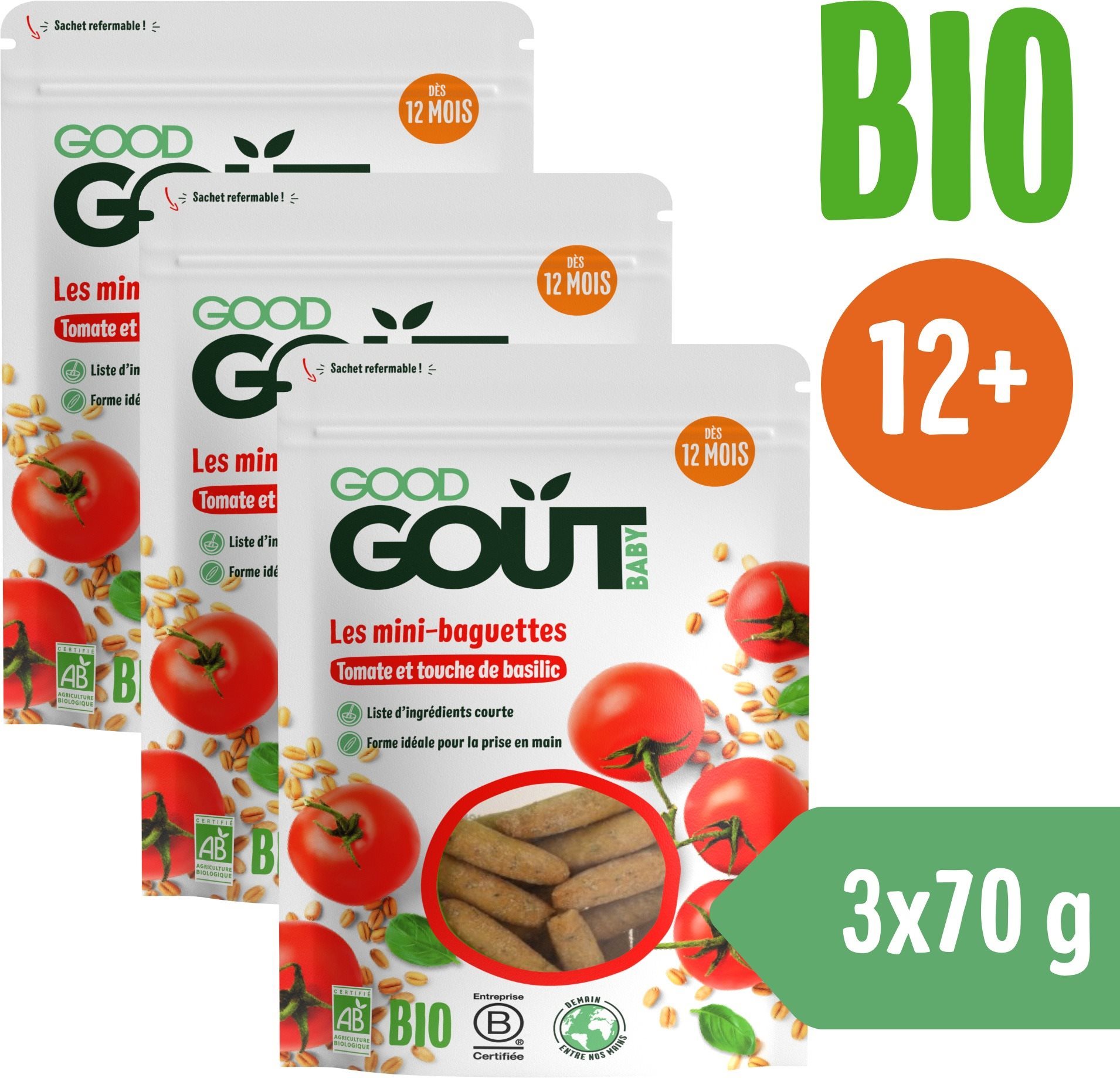 Good Gout Mini bagetky s rajčinkami 3× 70 g