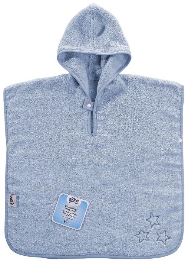 XKKO Bio bavlněné froté pončo Organic Baby Blue Stars (1,5 - 4 roky)