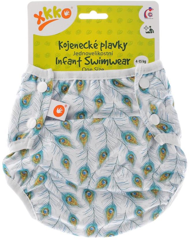XKKO Jednoveľkostné dojčenské plavky Peacock Feathers