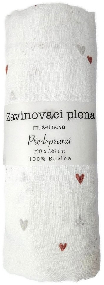 Prem International Zavinovacia plienka 120 × 120 cm Karamelové srdiečka (balenie 1 ks)