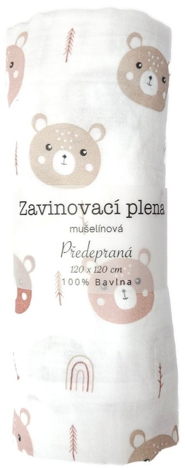 Prem International Zavinovacia plienka 120 × 120 cm Medvedík šíp (balenie 1 ks)