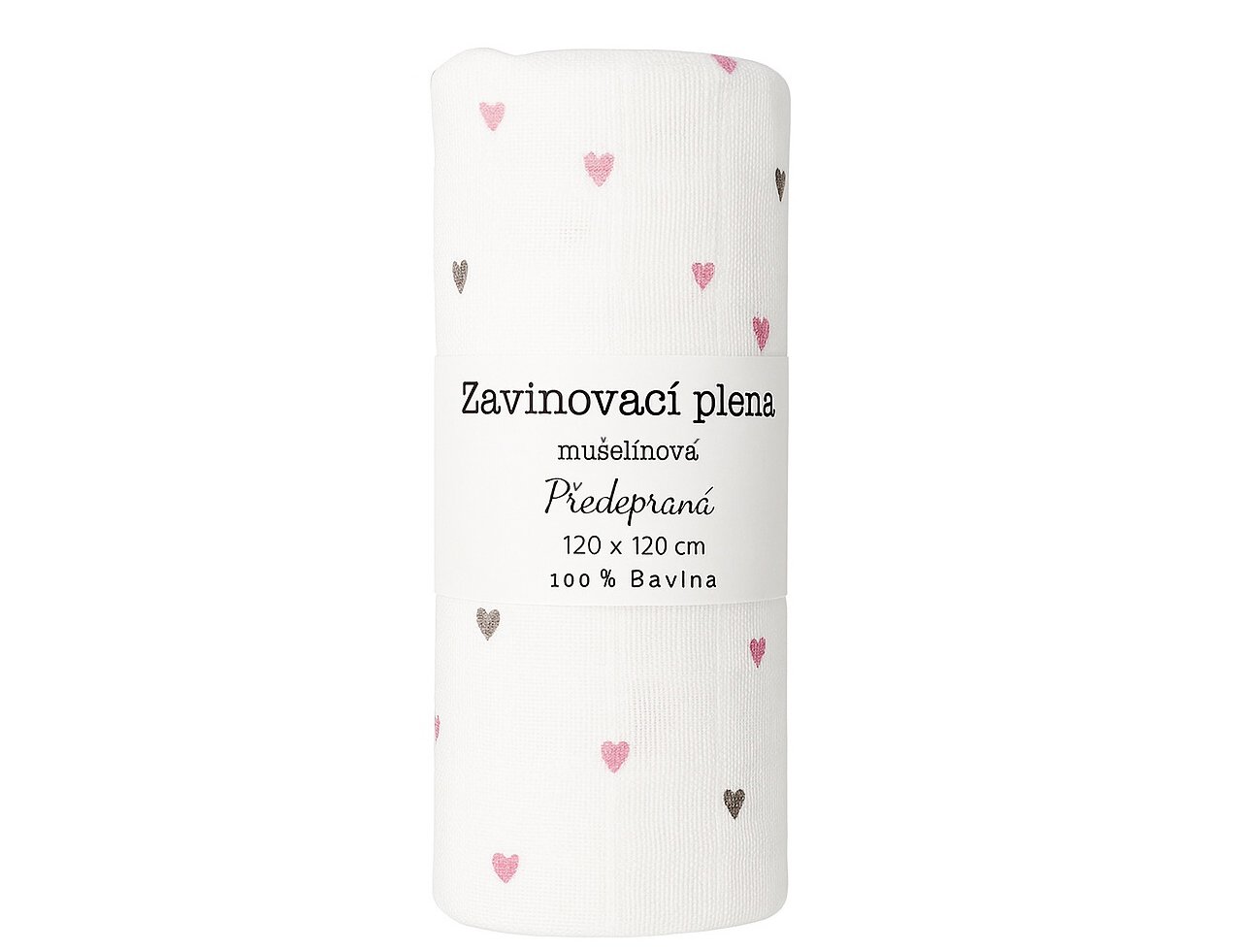 Prem International Zavinovacia plienka 120 × 120 cm Fialové srdiečka (balenie 1 ks)