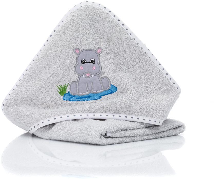 Fillikid Osuška s kapucňou Hippo grey 75 × 75 cm