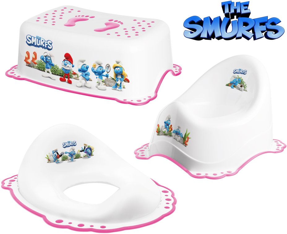 MALTEX Set The Smurfs Nočník, sedadlo a stúpadlo biely/ružový