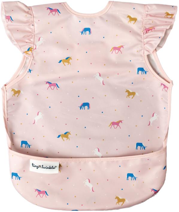 Tiny Twinkle Zásterka s podbradníkom a volánikmi Large 2 – 4 roky Unicorn Confetti