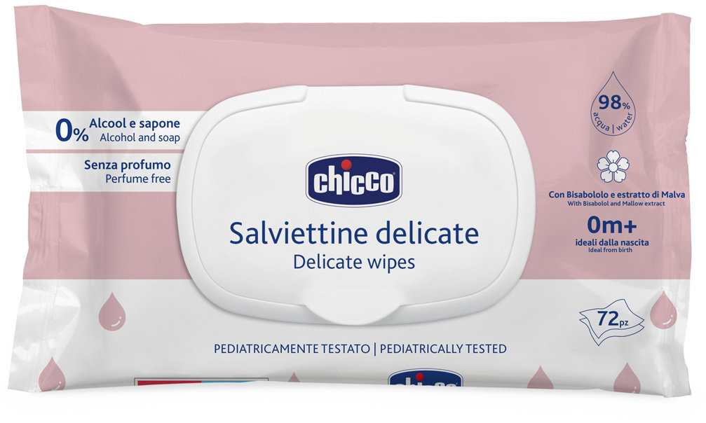 CHICCO Detské vlhčené obrúsky Delicate s harmančekom 72 ks