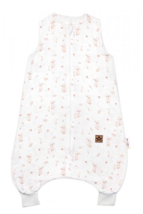 Baby Nellys Mušelínový spací vak s nohavičkami Goose Soft 70 cm, biely