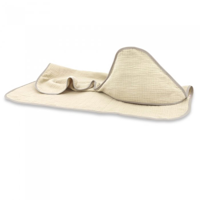 Baby Nellys Nature Mušelínová osuška s kapucňou 80 × 80 cm, béžová