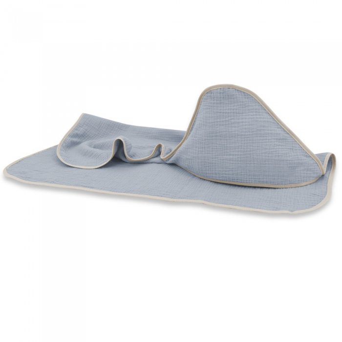 Baby Nellys Nature Mušelínová osuška s kapucňou 80 × 80 cm, jeans