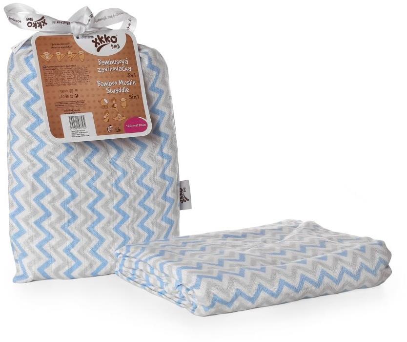 XKKO BMB Bambusová zavinovačka 120 × 120 – Scandinavian Baby Blue Chevron